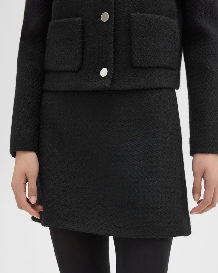 Women Theory Skirts HighWaist Mini Skirt In WoolBlend Tweed Black
