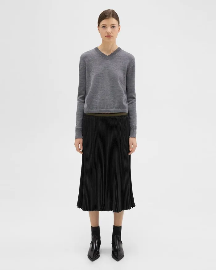 Women Theory Skirts Pleated Crinkle Twill Skirt Black