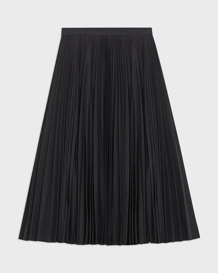 Women Theory Skirts Pleated Midi Skirt In Sleek Poplin Black