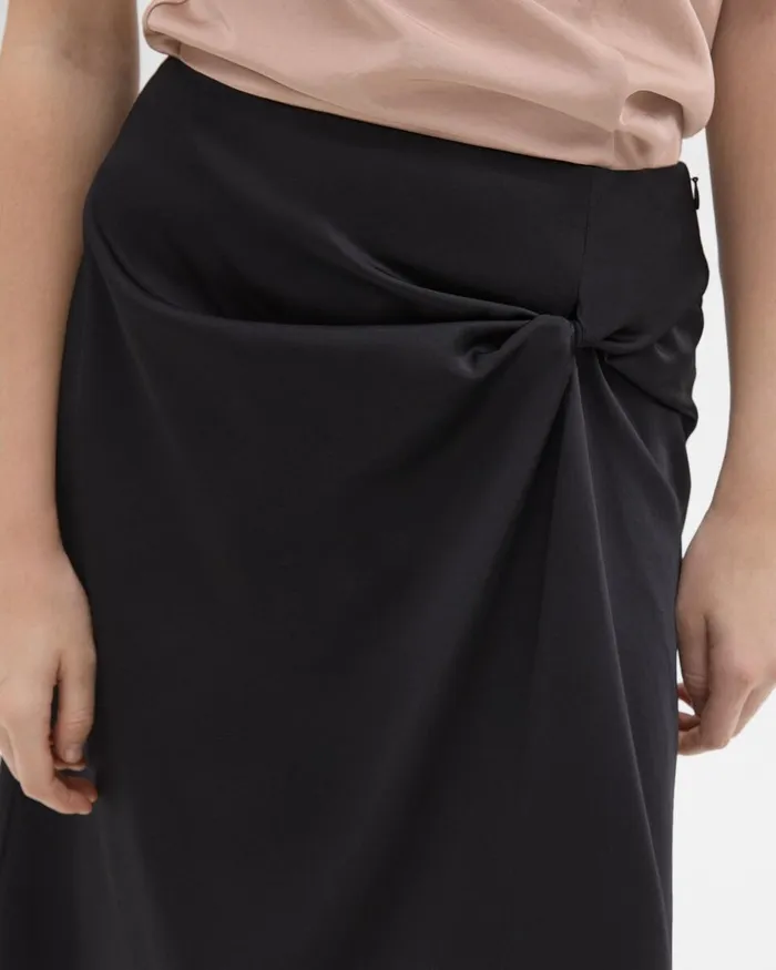 Women Theory Skirts Twisted Midi Skirt Black