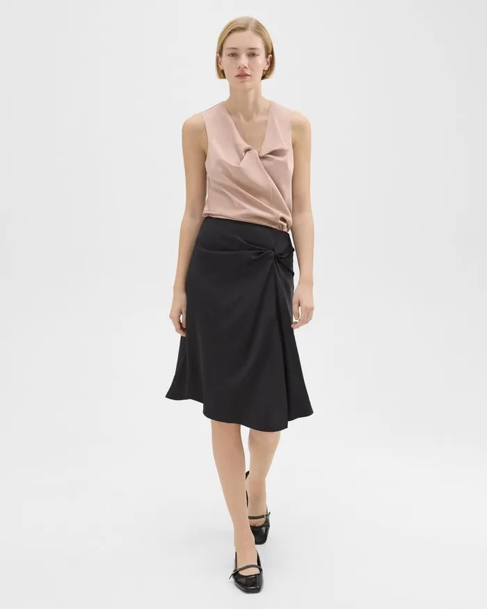 Women Theory Skirts Twisted Midi Skirt Black