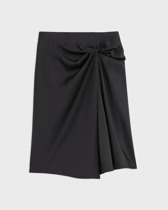 Women Theory Skirts Twisted Midi Skirt Black