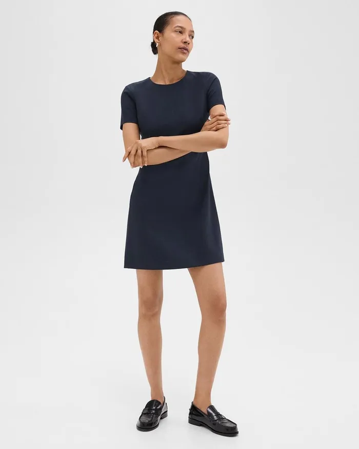 Women Theory Suits Sheath Dress In Good Wool Nocturne Navy