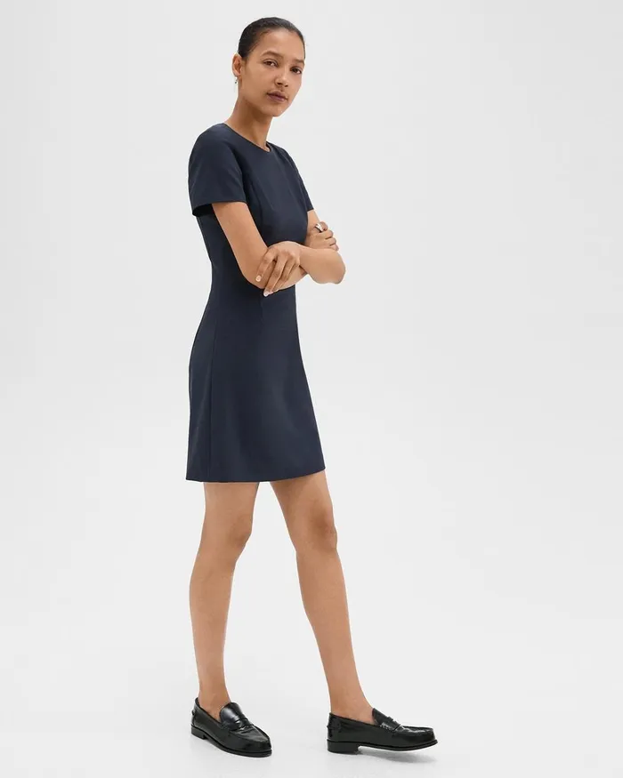 Women Theory Suits Sheath Dress In Good Wool Nocturne Navy