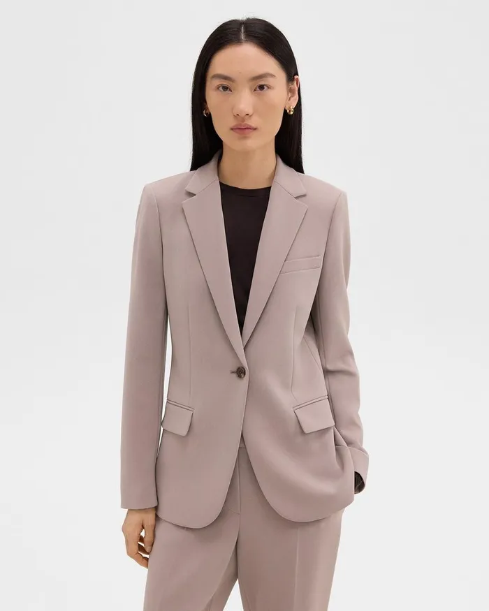 Women Theory Suits Staple Blazer In Admiral Crepe Cinder
