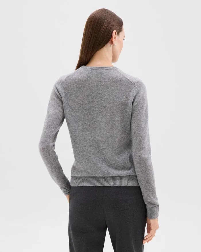 Women Theory Sweaters Cardigans Crewneck Sweater In Feather Cashmere Husky