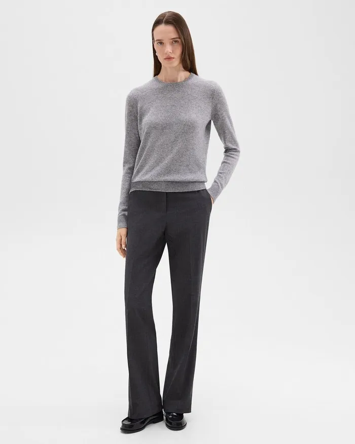 Women Theory Sweaters Cardigans Crewneck Sweater In Feather Cashmere Husky