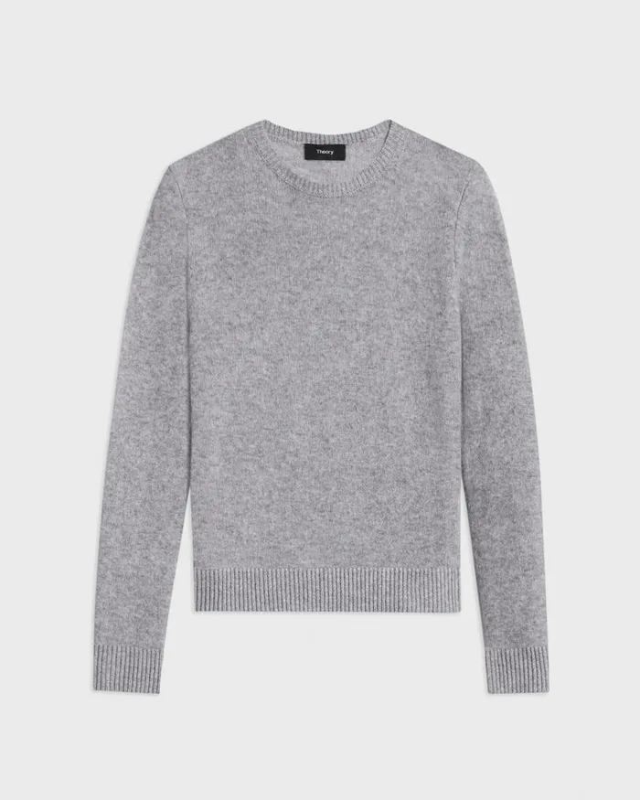 Women Theory Sweaters Cardigans Crewneck Sweater In Feather Cashmere Husky