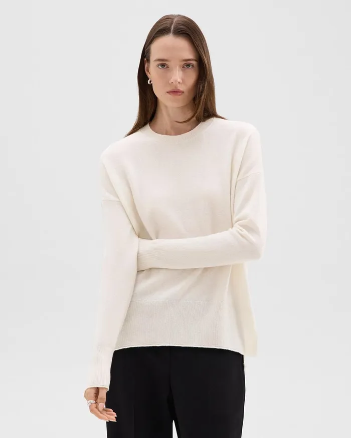 Women Theory Sweaters Cardigans Relaxed Sweater In Cashmere Ivory