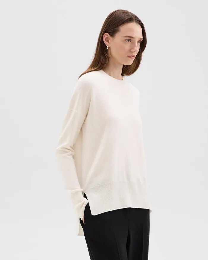 Women Theory Sweaters Cardigans Relaxed Sweater In Cashmere Ivory