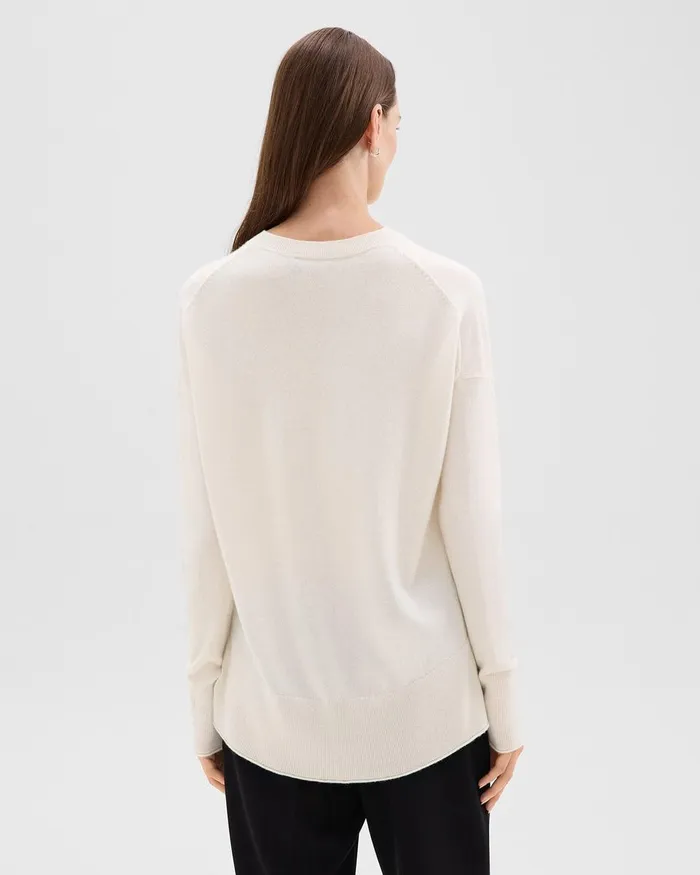 Women Theory Sweaters Cardigans Relaxed Sweater In Cashmere Ivory