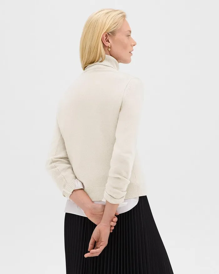 Women Theory Sweaters Cardigans Turtleneck Sweater In Cashmere Ivory