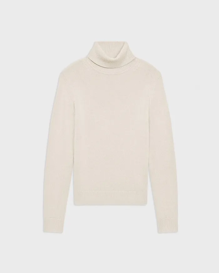 Women Theory Sweaters Cardigans Turtleneck Sweater In Cashmere Ivory