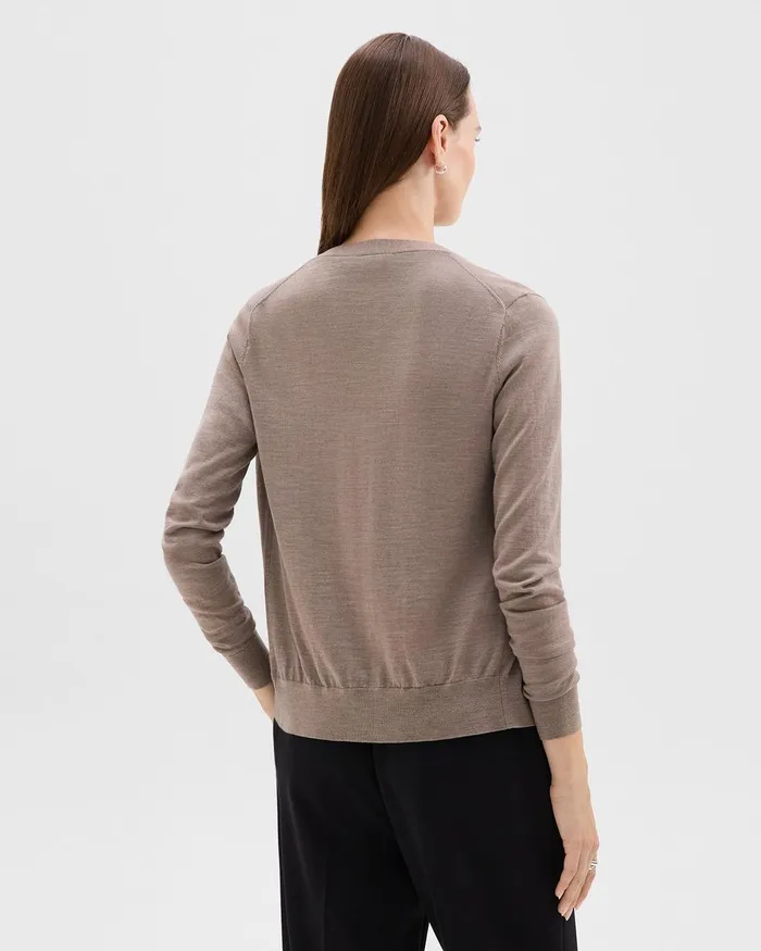 Women Theory Sweaters Cardigans VNeck Cardigan In Regal Wool Light Cinder