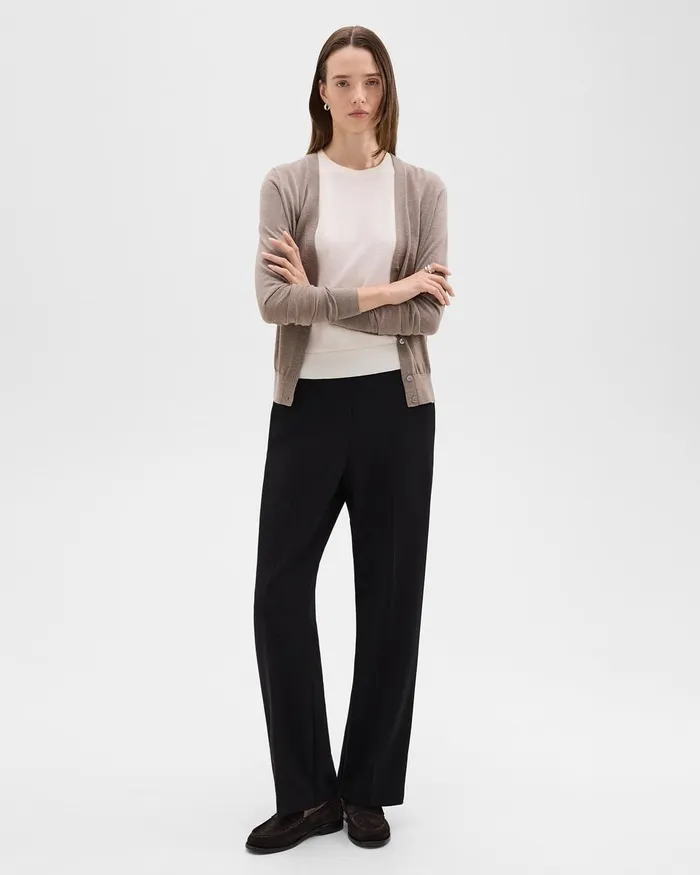 Women Theory Sweaters Cardigans VNeck Cardigan In Regal Wool Light Cinder