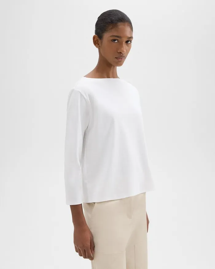 Women Theory TShirts Tank Tops Boat Neck Tee In Cotton Jersey White
