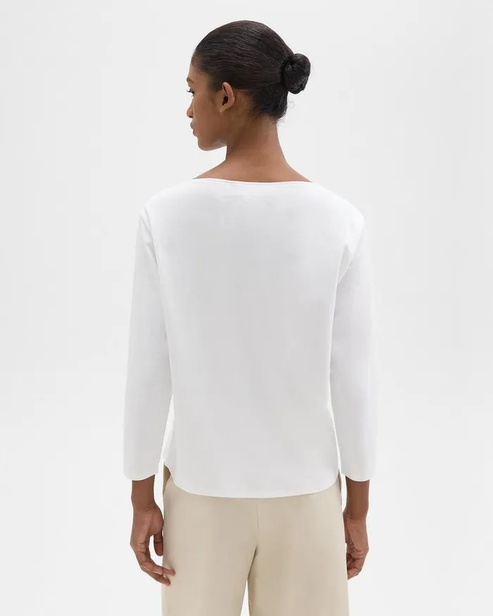 Women Theory TShirts Tank Tops Boat Neck Tee In Cotton Jersey White