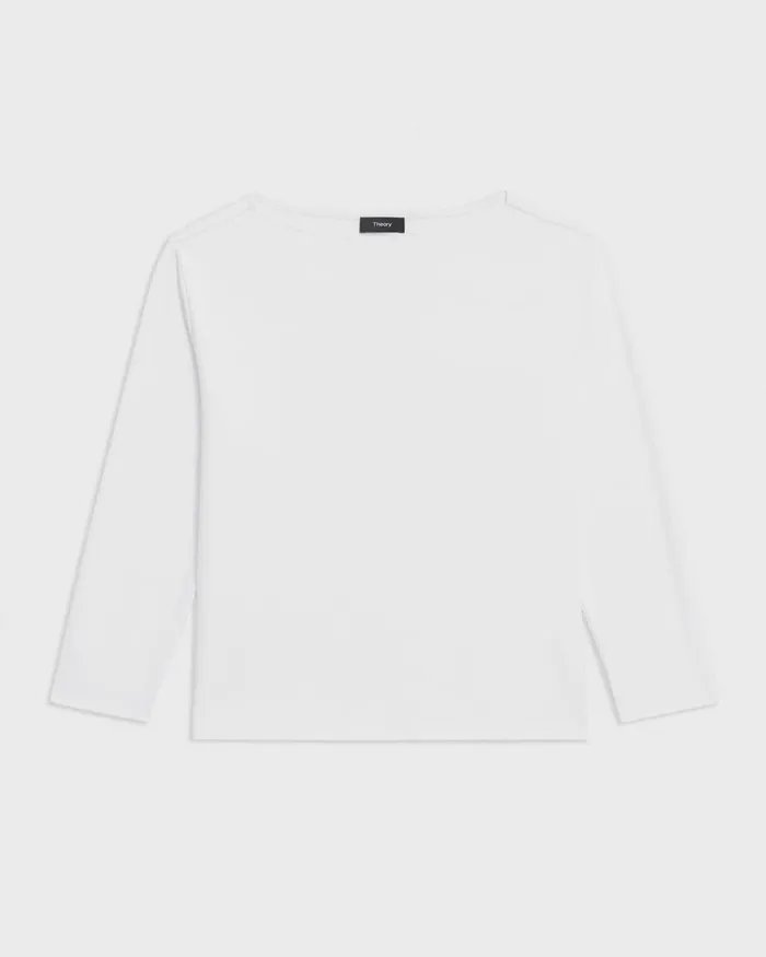 Women Theory TShirts Tank Tops Boat Neck Tee In Cotton Jersey White