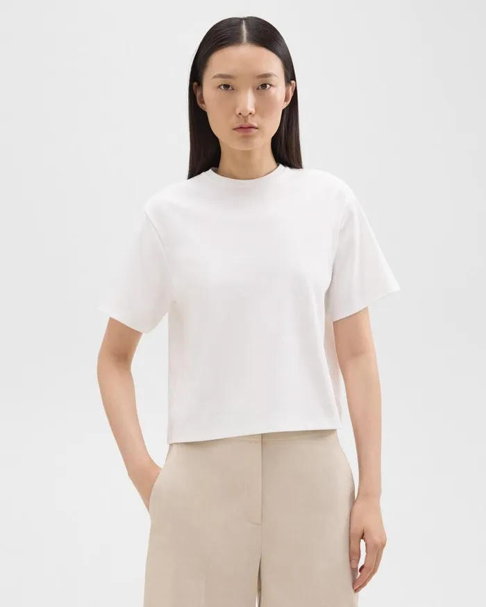 Women Theory TShirts Tank Tops Boxy Tee In Cotton Jersey White