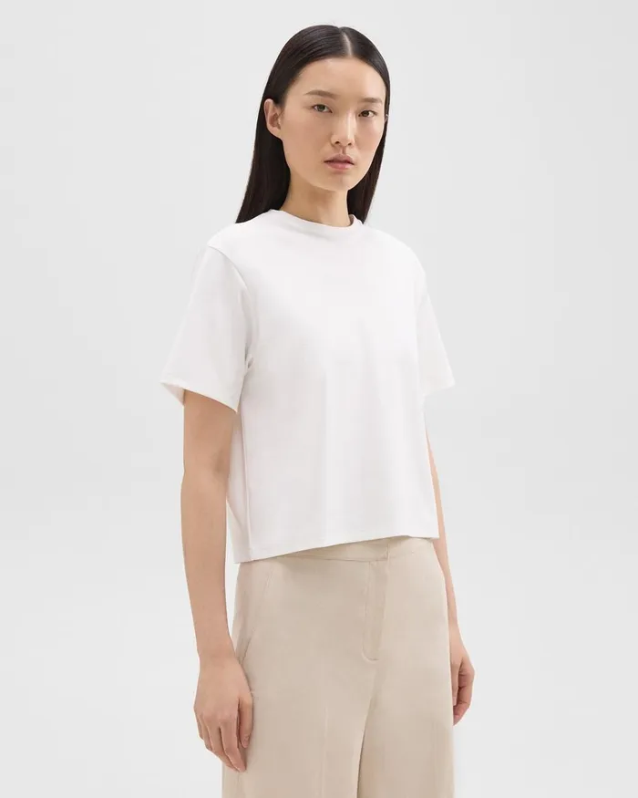 Women Theory TShirts Tank Tops Boxy Tee In Cotton Jersey White