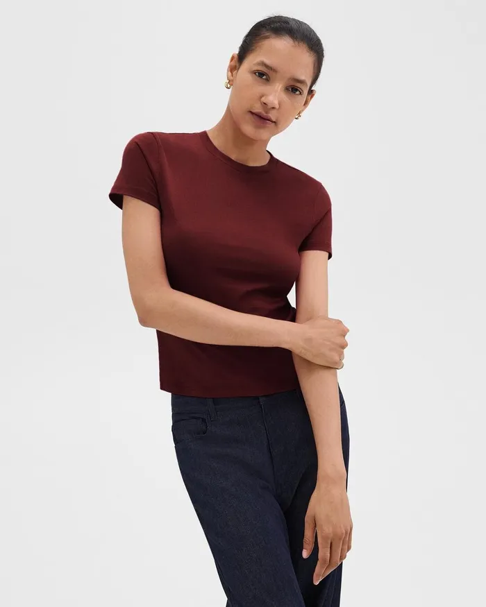 Women Theory TShirts Tank Tops Tiny Tee In Organic Cotton Cordovan