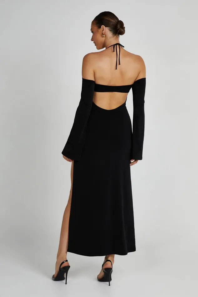 Women Tia Slinky Off Shoulder Maxi Dress 8211 Black Black Meshki Maxi Dresses