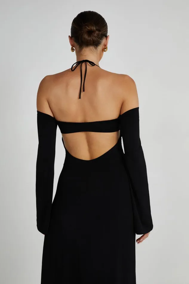 Women Tia Slinky Off Shoulder Maxi Dress 8211 Black Black Meshki Maxi Dresses