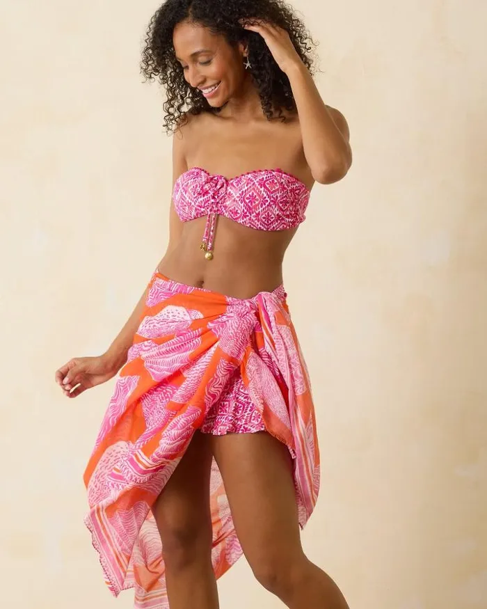 Women Tommy Bahama Bikini Tops Island Cays Shell Beach Bandeau Bikini Top Passion Pink