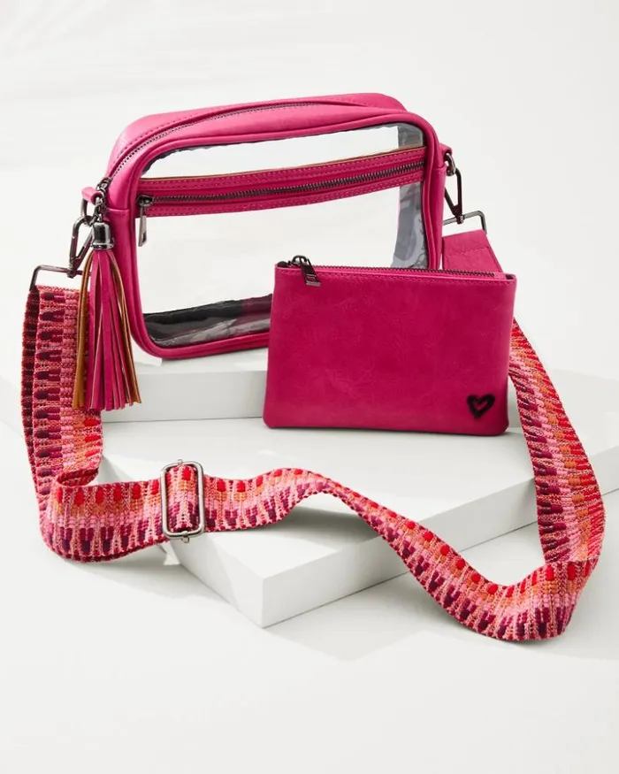 Women Tommy Bahama Handbags and Clutches Clear Crossbody Stadium Handbag Pink