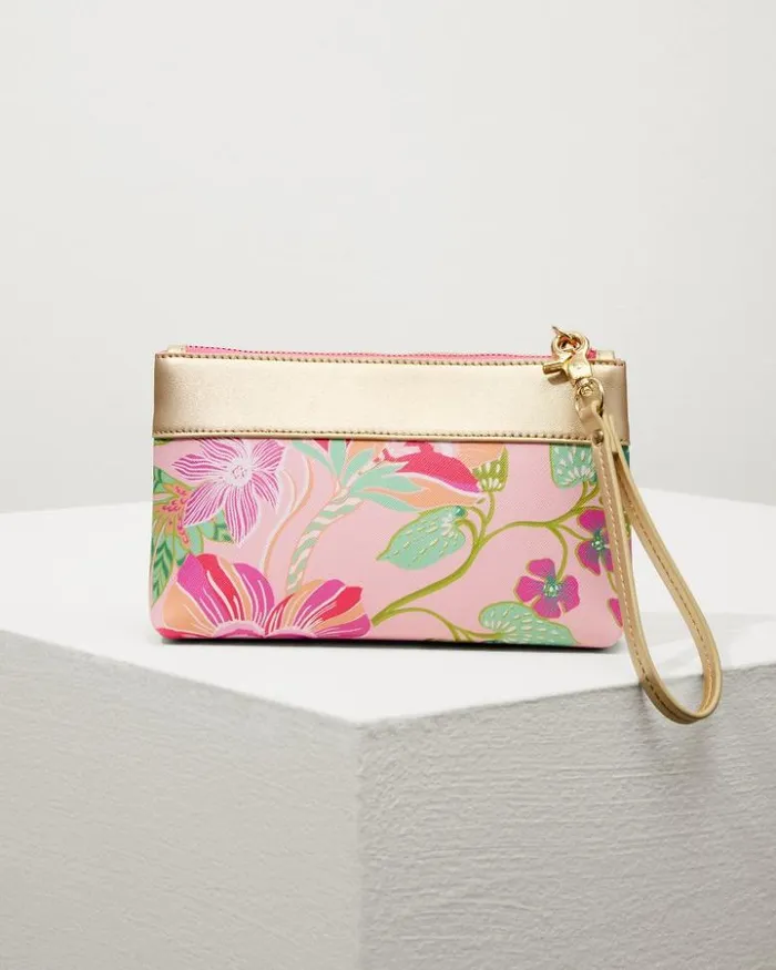 Women Tommy Bahama Handbags and Clutches Flamingo Pineapple Tassel Wristlet Pink Multi