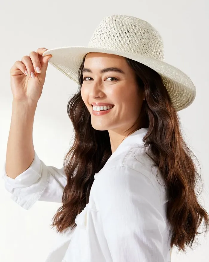 Women Tommy Bahama Hats and Caps Luxe Vented Packable Hat Bleach