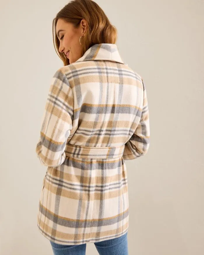 Women Tommy Bahama Jackets Wooly Plaid Wrap Coat Neutral Women Tommy Bahama Jackets Wooly Plaid Wrap Coat Neutral