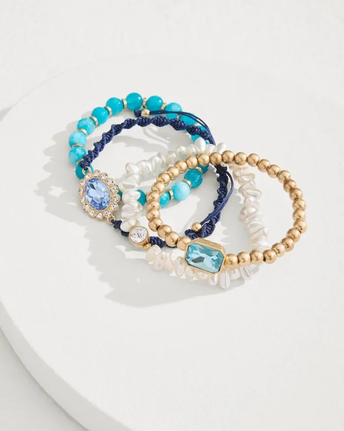 Women Tommy Bahama Jewelry Tidal Treasure Pearl And SemiPrecious Stone Bracelet Set Gold