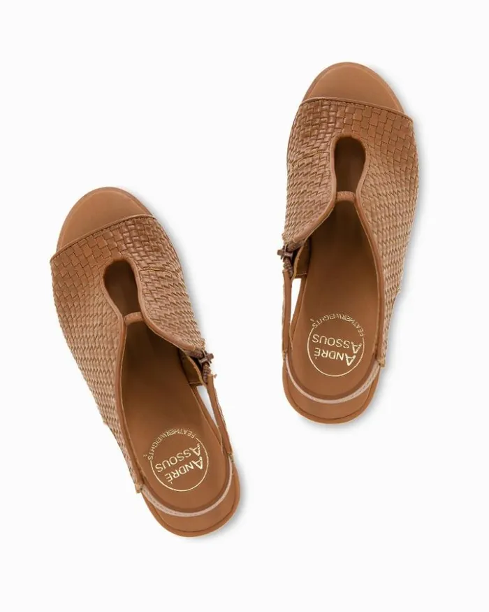 Women Tommy Bahama Shoes and Sandals Andr Assous Belinda Featherweights Wedges Cognac Woven