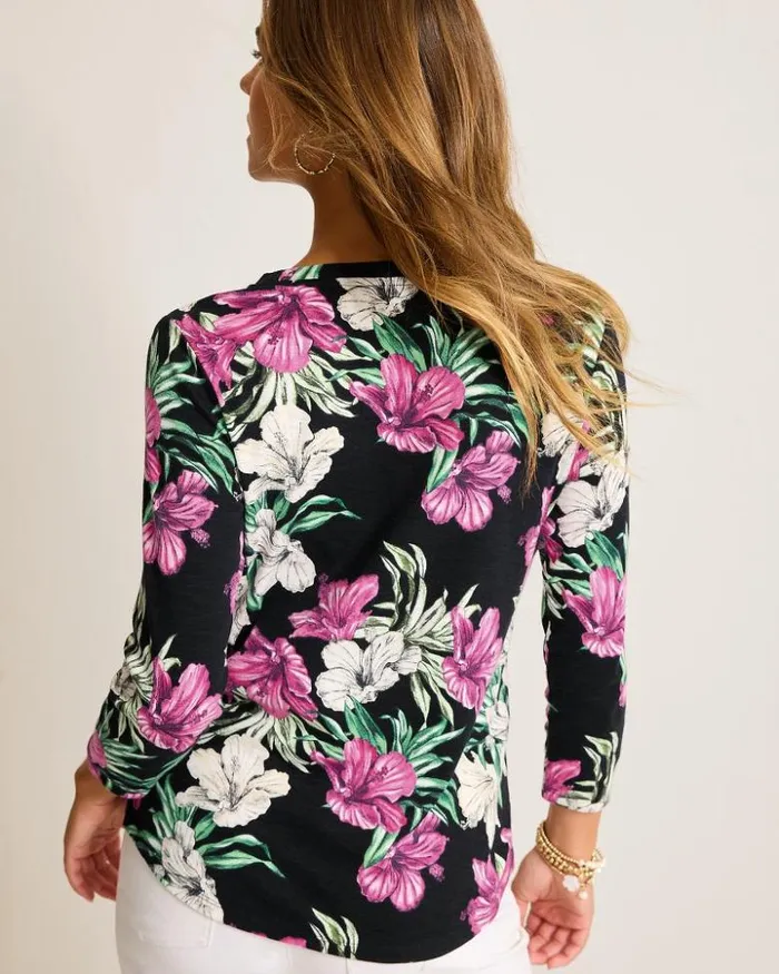Women Tommy Bahama Tops and Shirts Ashby Isles Villa Garden 34Sleeve TShirt Black Women Tommy Bahama Tops and Shirts Ashby Isles Villa Garden 34Sleeve TShirt Black