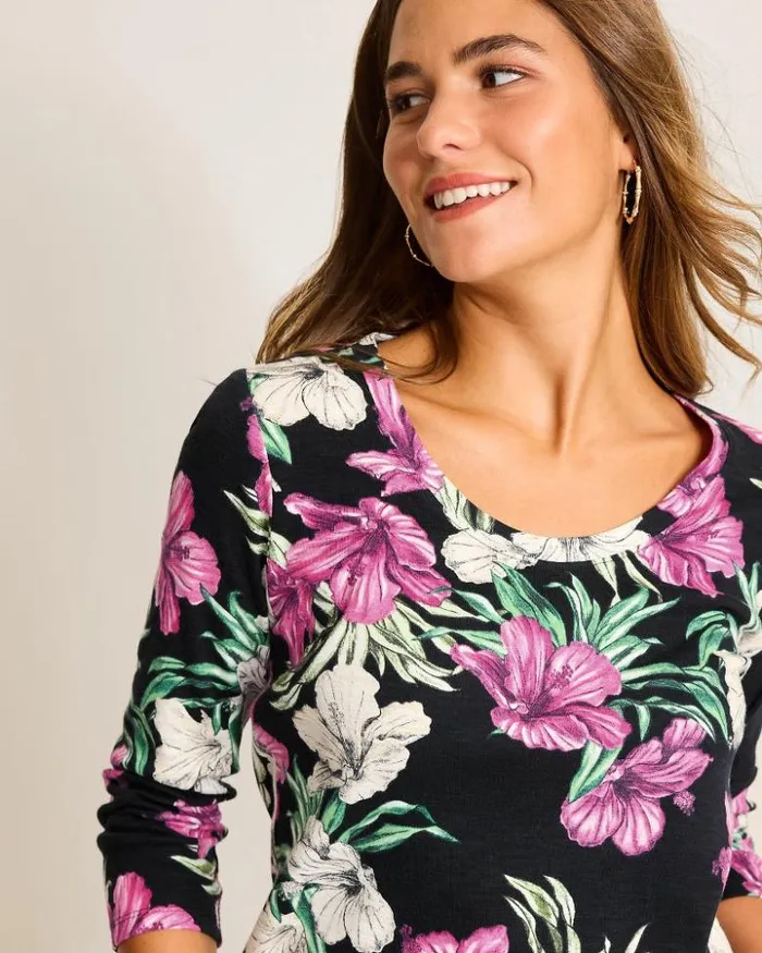 Women Tommy Bahama Tops and Shirts Ashby Isles Villa Garden 34Sleeve TShirt Black Women Tommy Bahama Tops and Shirts Ashby Isles Villa Garden 34Sleeve TShirt Black