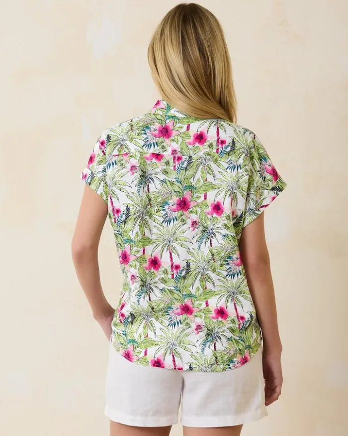 Women Tommy Bahama Tops and Shirts Coastalina Coastal Palms Linen Camp Shirt White Women Tommy Bahama Tops and Shirts Coastalina Coastal Palms Linen Camp Shirt White