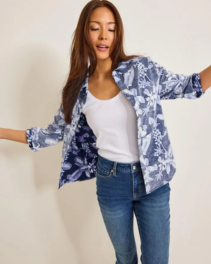Women Tommy Bahama Tops and Shirts Hightide Flora Cord Shirt Coastline