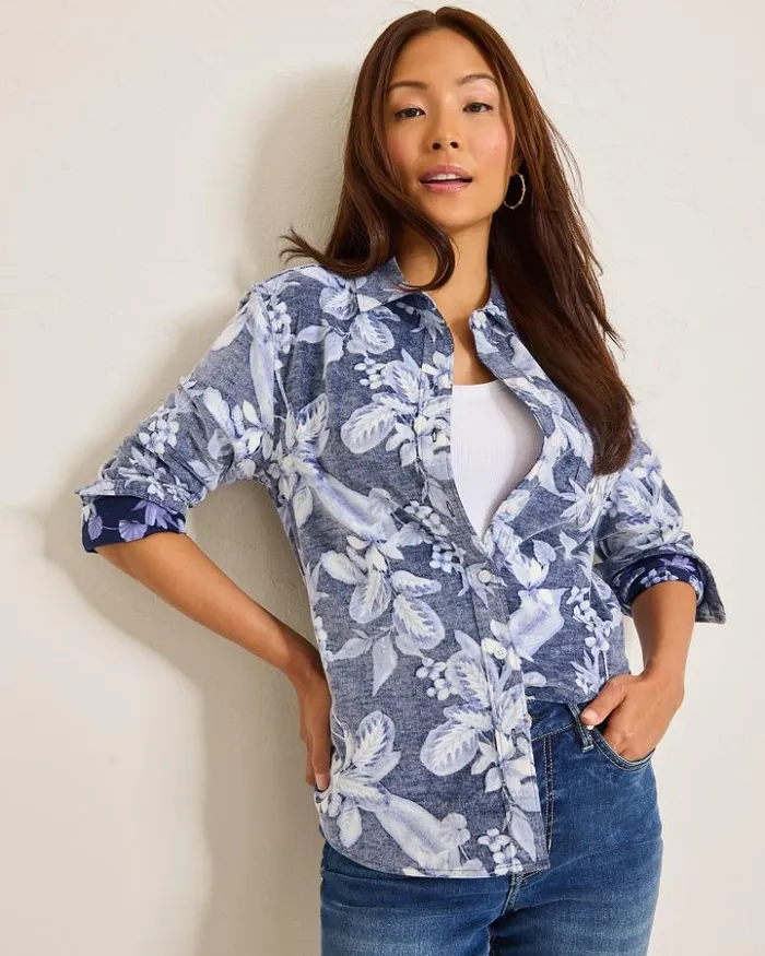 Women Tommy Bahama Tops and Shirts Hightide Flora Cord Shirt Coastline