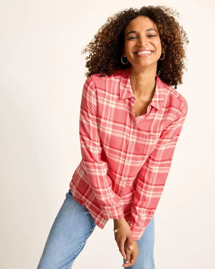 Women Tommy Bahama Tops and Shirts Seabed Sands Flannel Shirt Red Sunset
