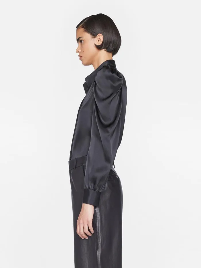 Women Tops and Blouses FRAME Gillian Long Sleeve Top 8212 Noir