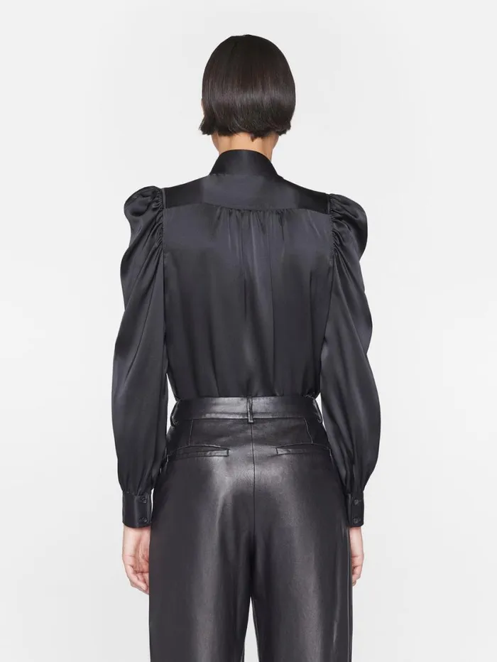 Women Tops and Blouses FRAME Gillian Long Sleeve Top 8212 Noir