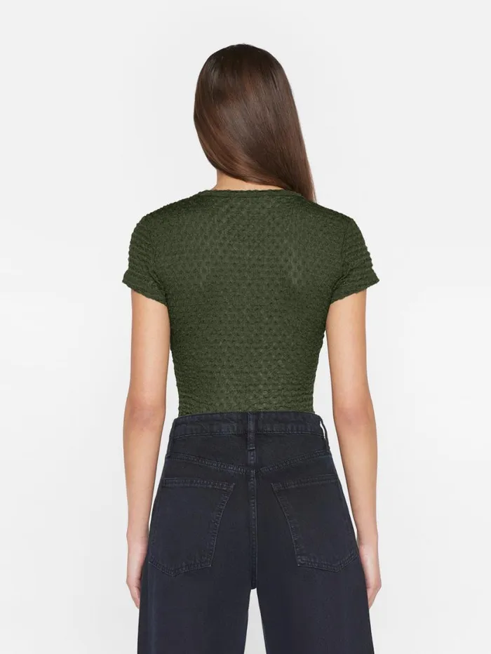 Women Tops and Blouses FRAME Mesh Lace Baby Tee 8212 Surplus