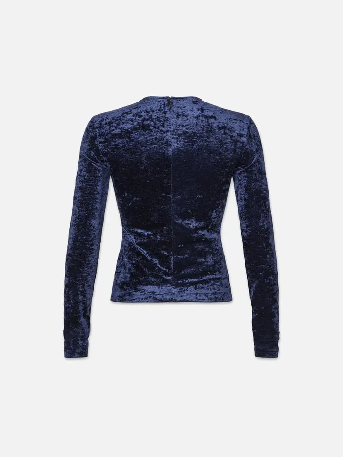 Women Tops and Blouses FRAME Velvet Long Sleeve Top 8212 Blu Scuro