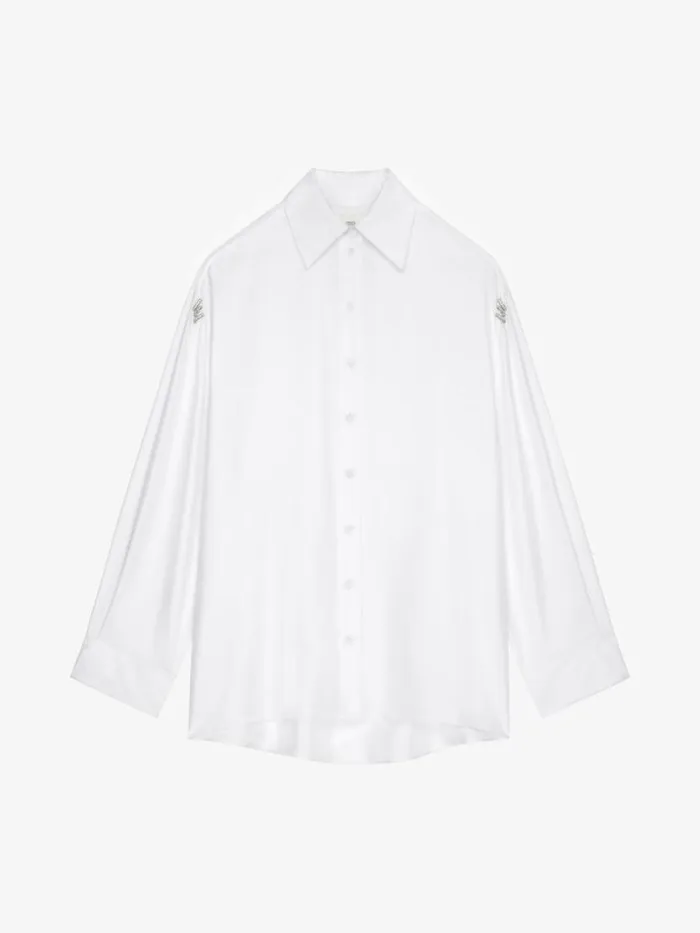 Women Tops and Shirts Givenchy Shirt In Silk With Crystals White