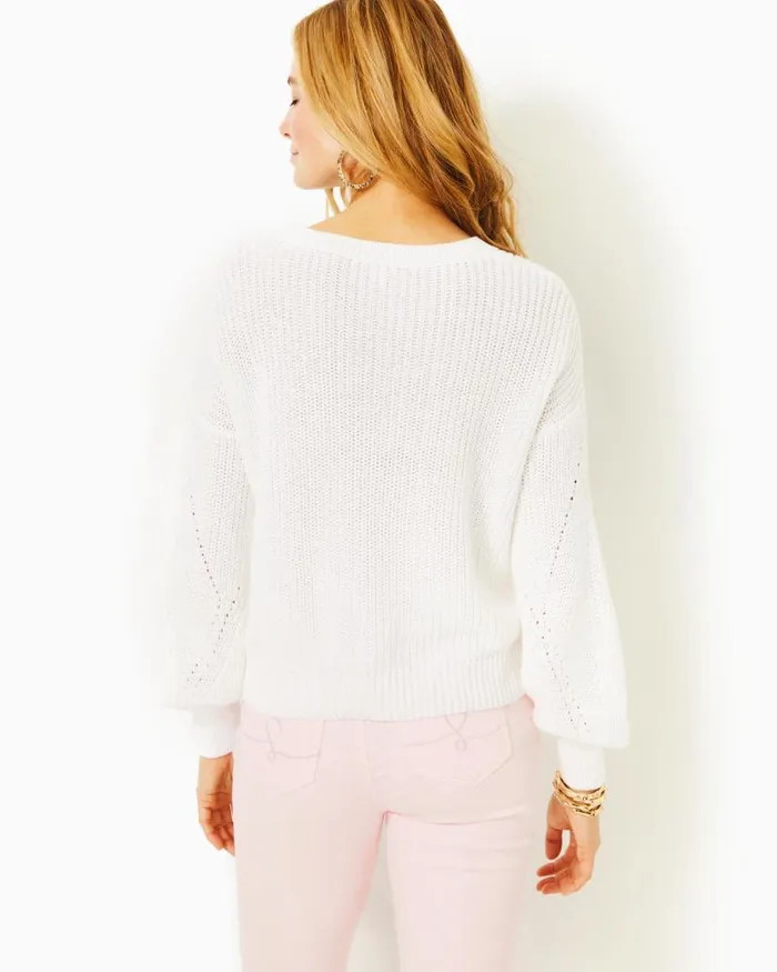 Women Tops Lilly Pulitzer Bristow Cotton Sweater Conch Shell Pink