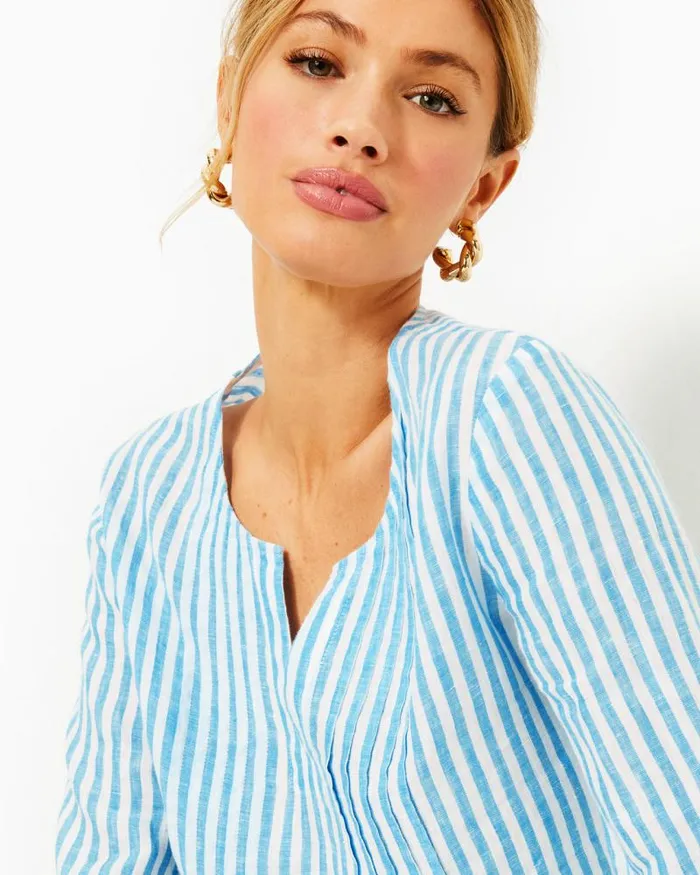 Women Tops Lilly Pulitzer Hollie Linen Tunic Spearmint Blossom Views Women Tops Lilly Pulitzer Hollie Linen Tunic Spearmint Blossom Views