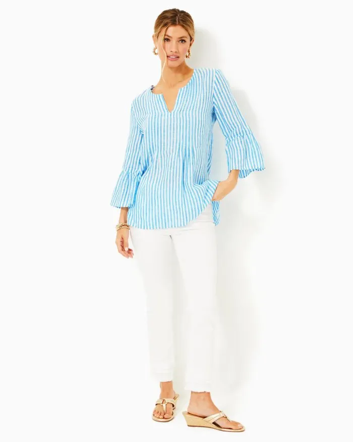 Women Tops Lilly Pulitzer Hollie Linen Tunic Spearmint Blossom Views Women Tops Lilly Pulitzer Hollie Linen Tunic Spearmint Blossom Views