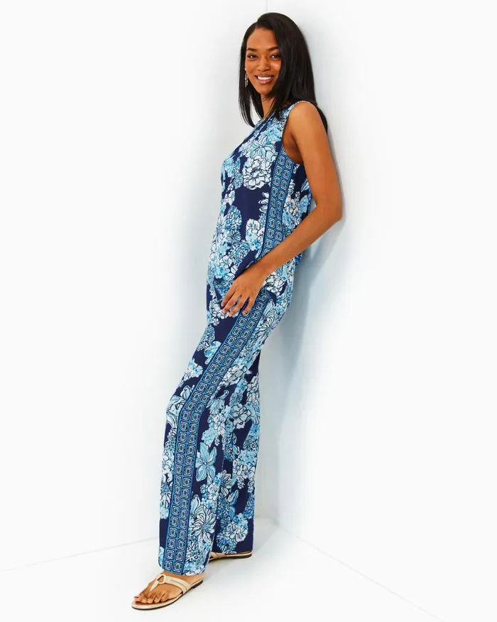 Women Tops Lilly Pulitzer Iona Sleeveless Top Low Tide Navy Bouquet All Day Engineered Woven Top Women Tops Lilly Pulitzer Iona Sleeveless Top Low Tide Navy Bouquet All Day Engineered Woven Top