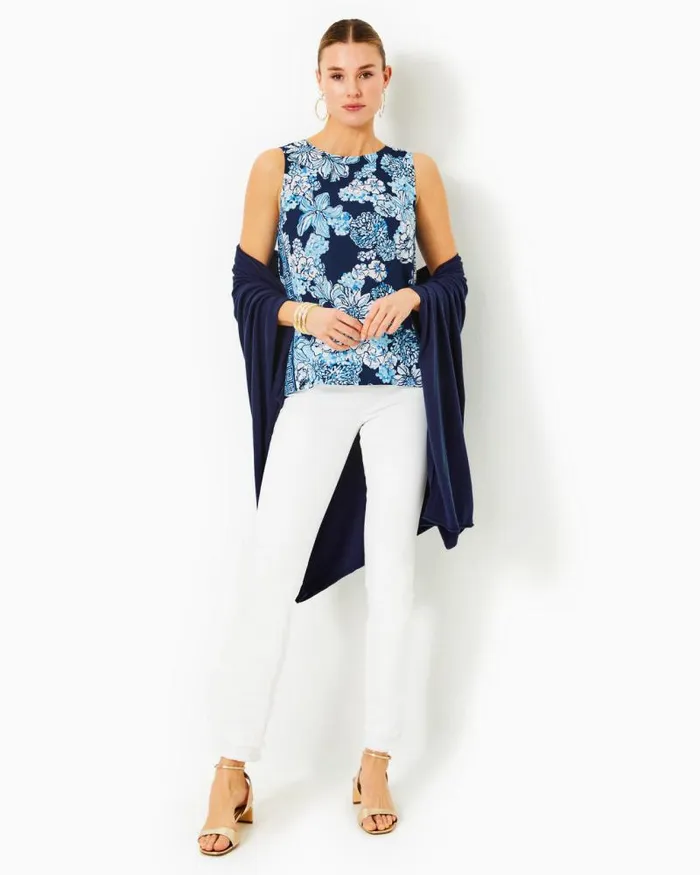 Women Tops Lilly Pulitzer Iona Sleeveless Top Low Tide Navy Bouquet All Day Engineered Woven Top Women Tops Lilly Pulitzer Iona Sleeveless Top Low Tide Navy Bouquet All Day Engineered Woven Top